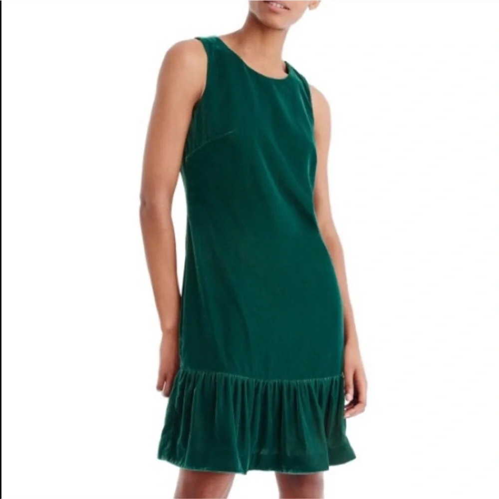 J. Crew Velvet ruffle-hem dress